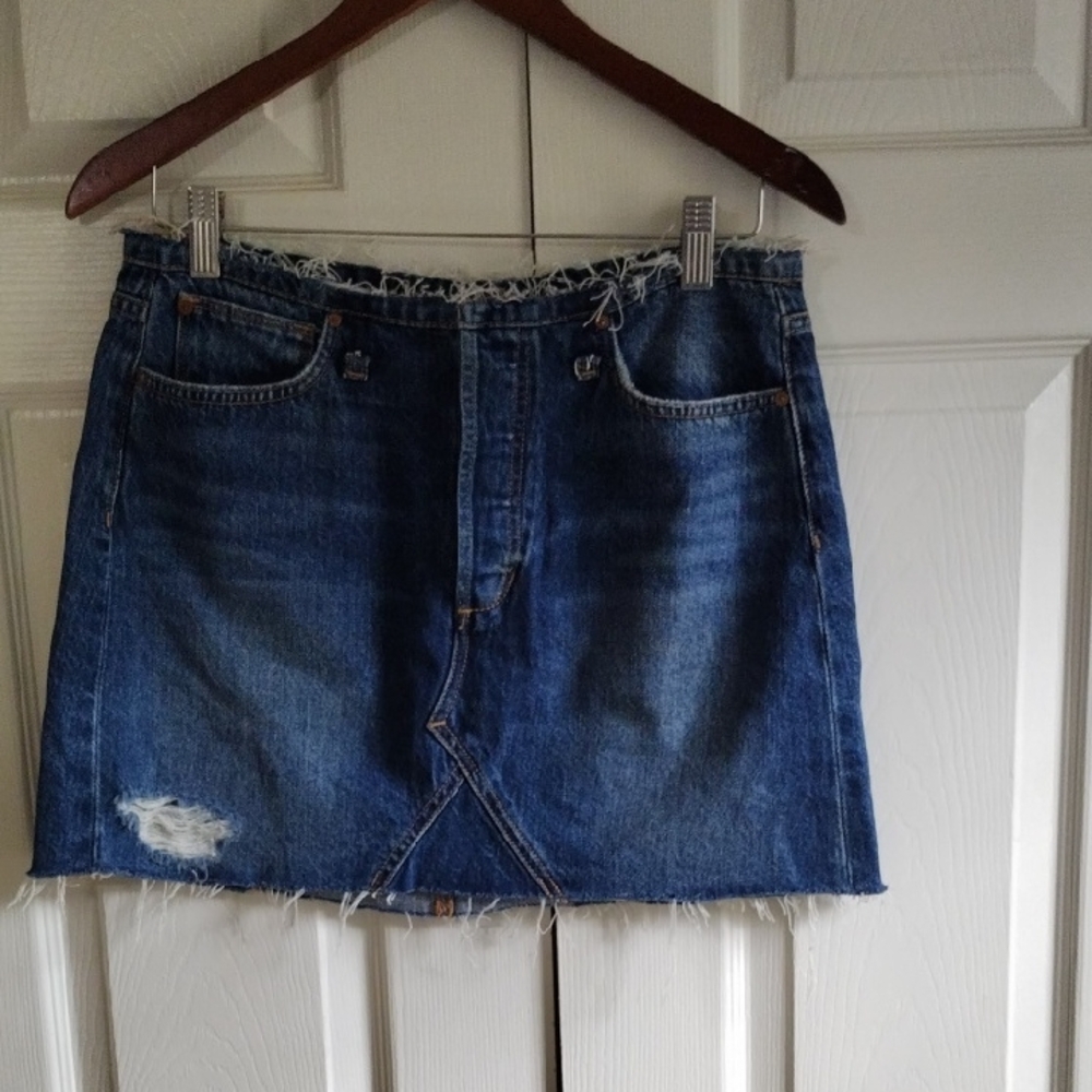 The Bells High Rise Mini Skirt Size 28 Button Fly